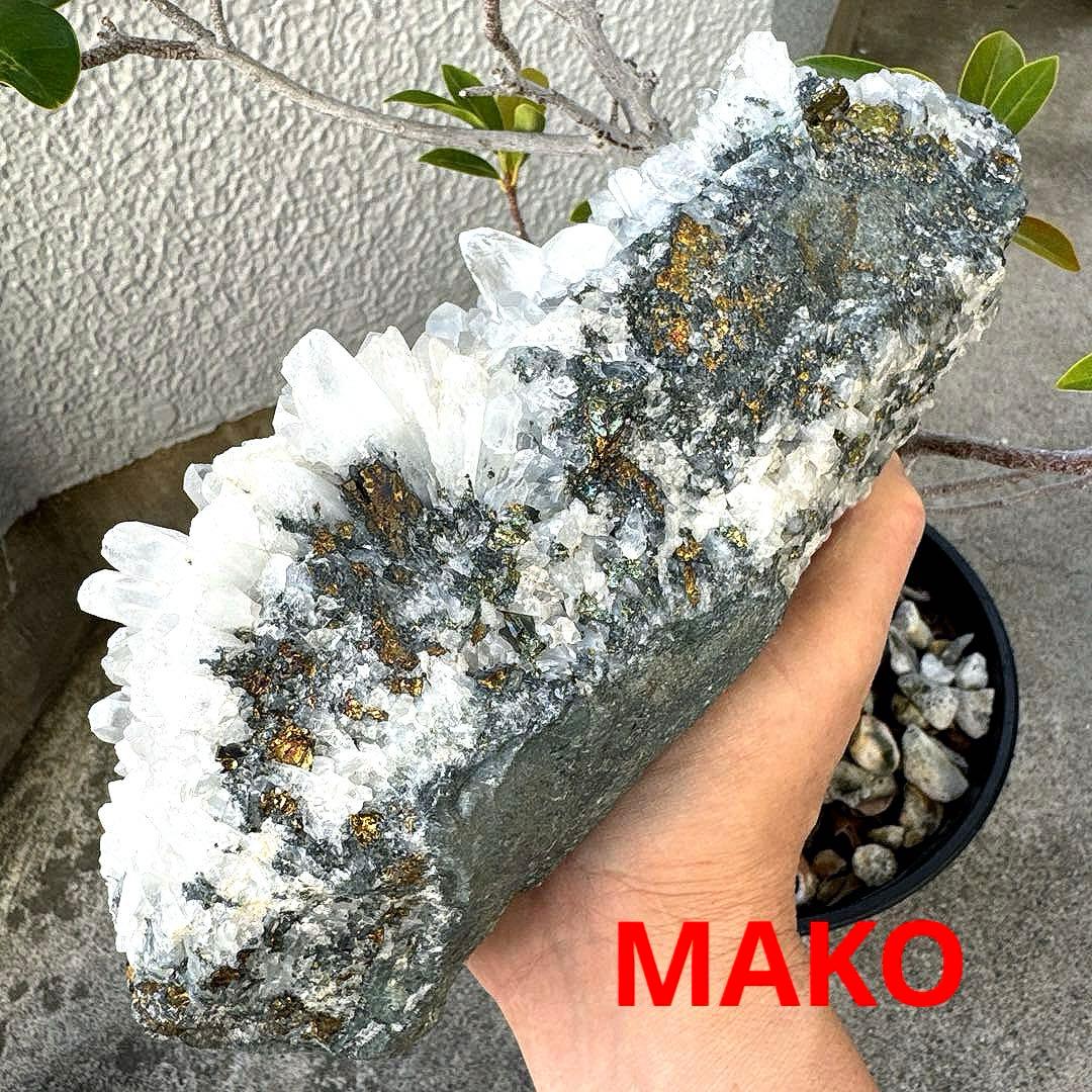 M1859☆パイライト共生水晶クラスター2.8Kg☆尾去沢鉱山産☆N51001