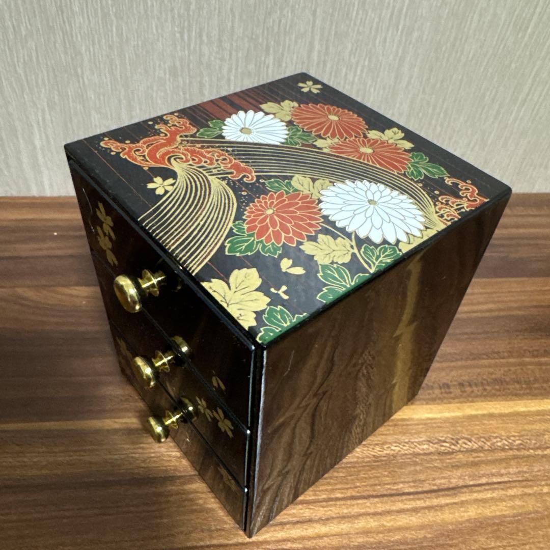 山中塗 三段収納ケース ミニチェスト ミニタンス