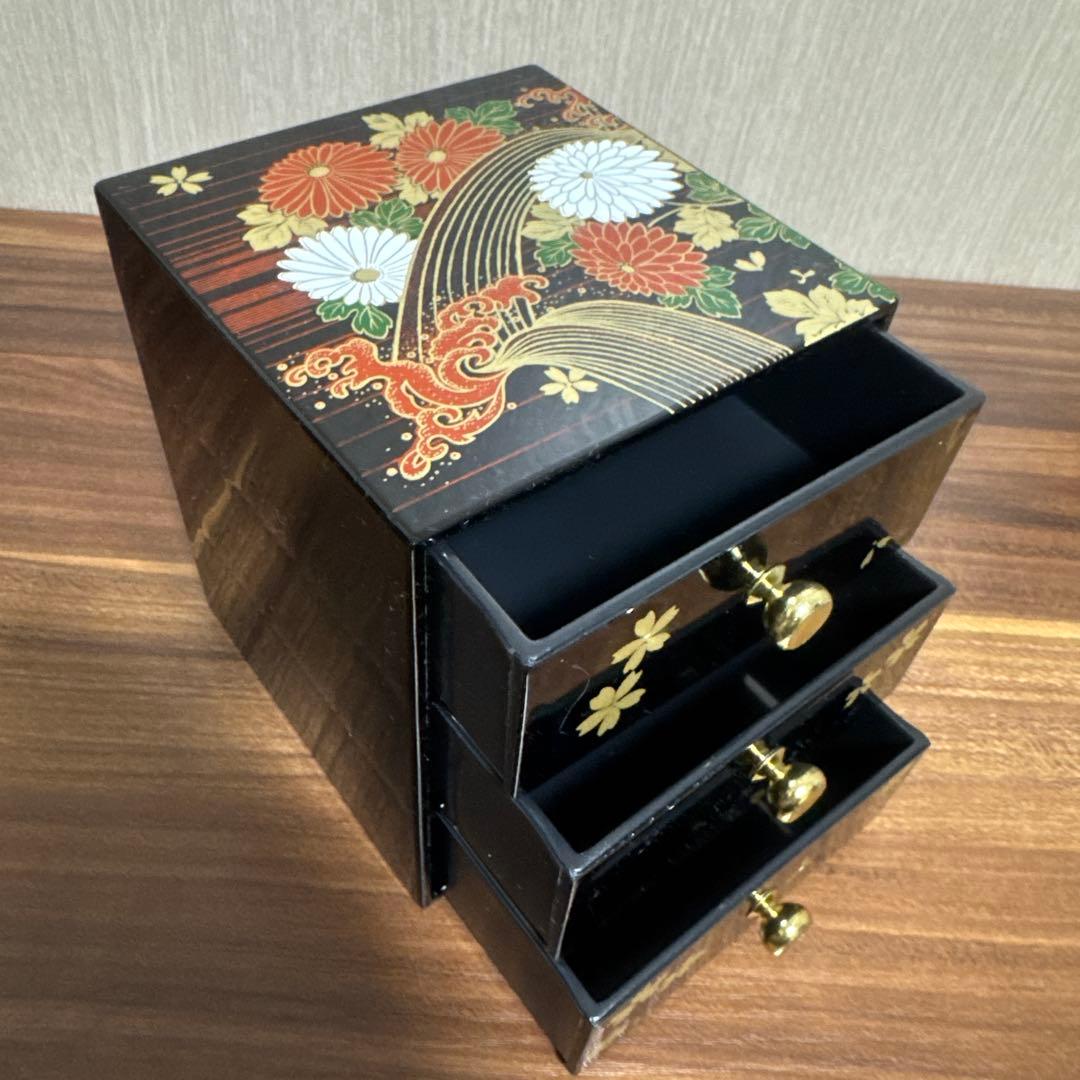 山中塗 三段収納ケース ミニチェスト ミニタンス