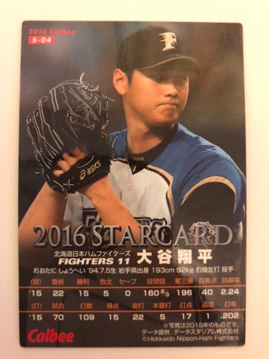プロ野球チップスカード　大谷翔平　侍ジャパン　2016、2017スターカード