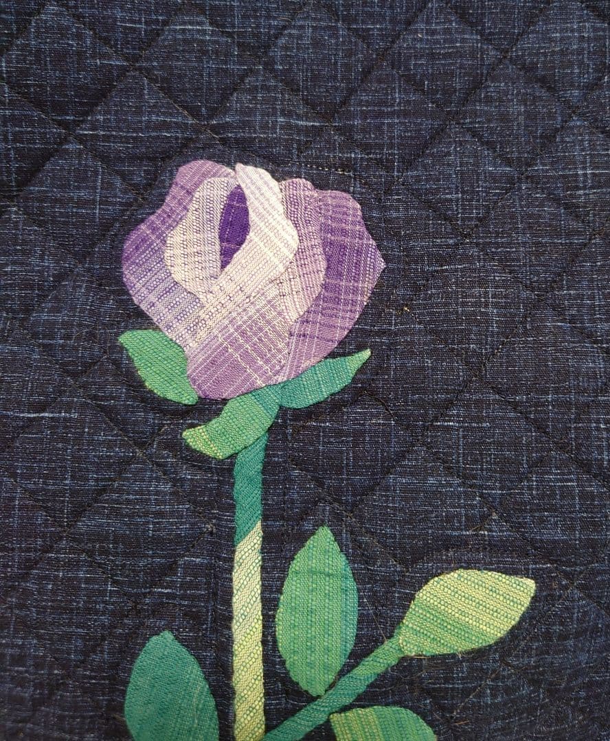 阿波しじら織　バラのバッグ