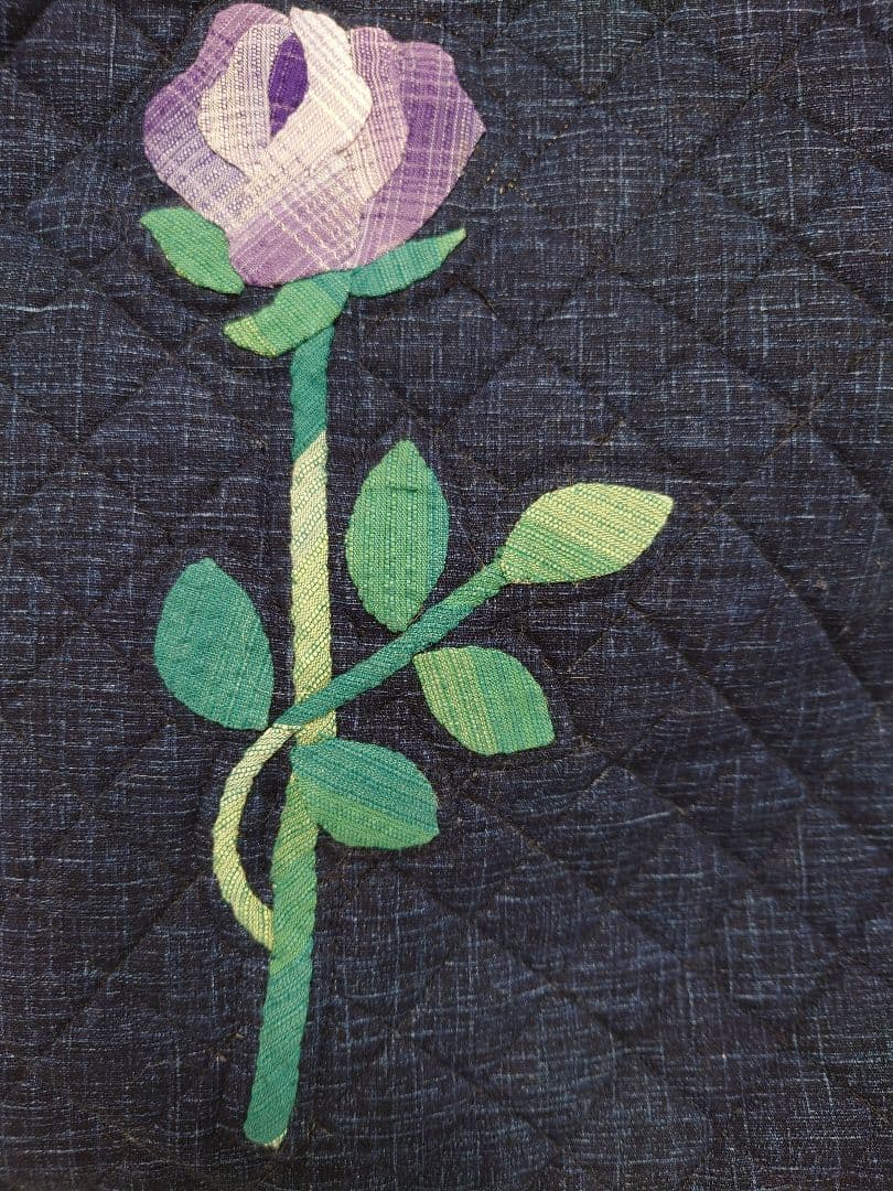 阿波しじら織　バラのバッグ