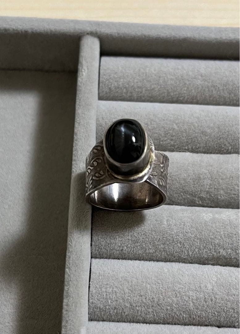 天然石 パワーストーン シルバーリング　ヴィンテージ　インド産　1点物