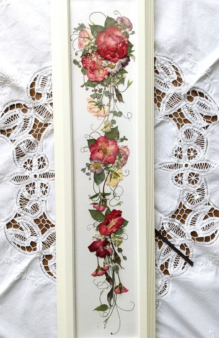 押し花アート✿バラの雫✿押し花額 ブーケ 額装 絵画 インテリア雑貨 アート