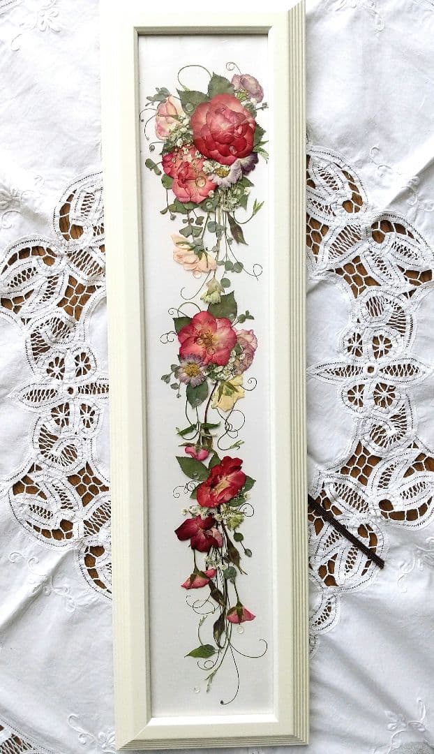 押し花アート✿バラの雫✿押し花額 ブーケ 額装 絵画 インテリア雑貨 アート