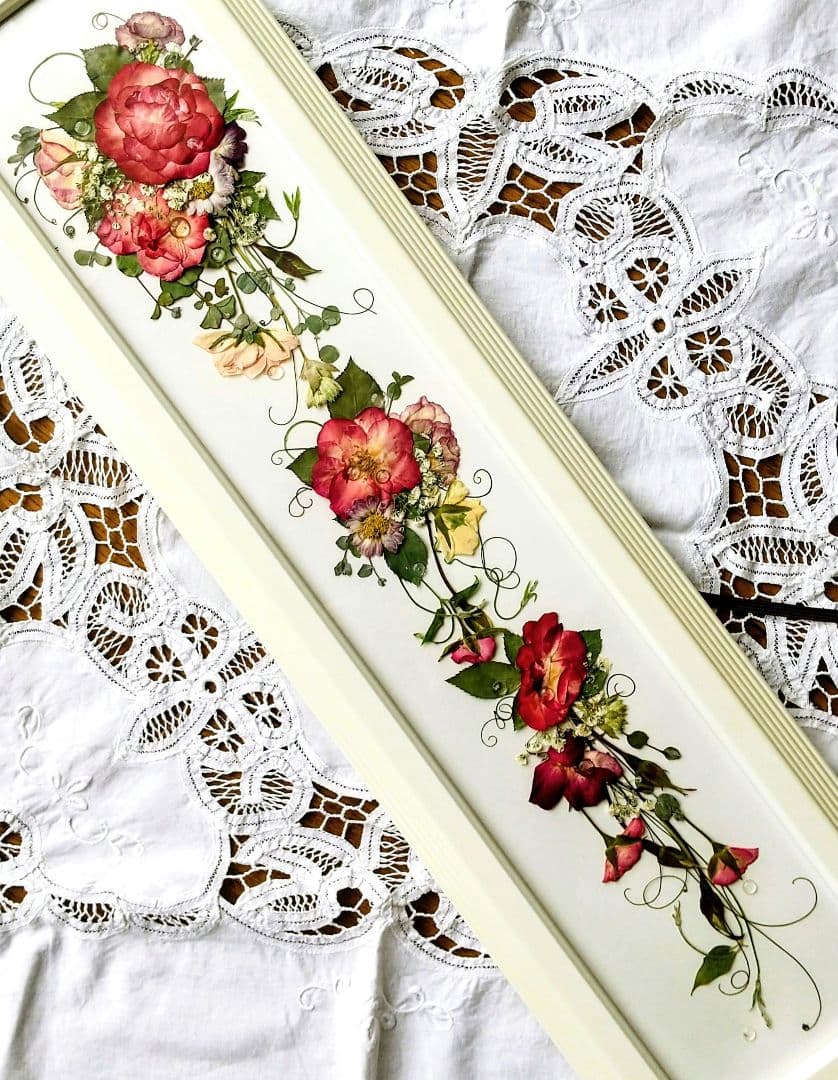 押し花アート✿バラの雫✿押し花額 ブーケ 額装 絵画 インテリア雑貨 アート