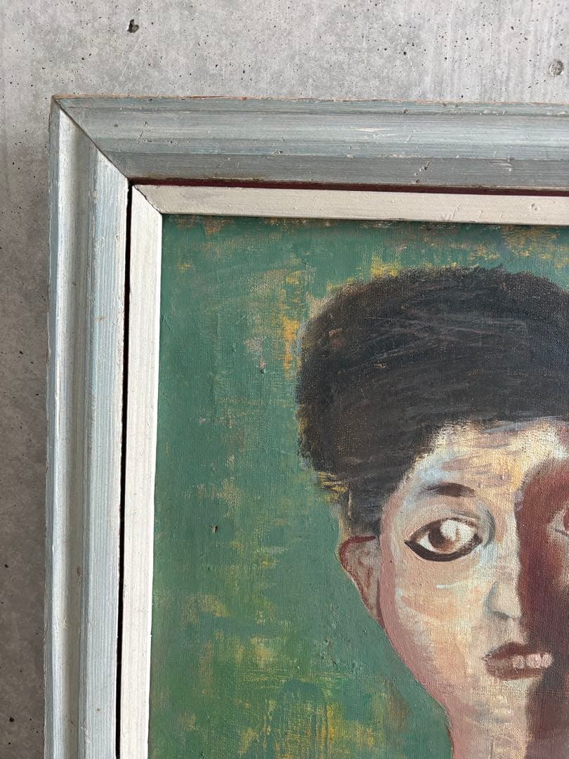 竹中三郎　油絵「子供」　額入　出品作品