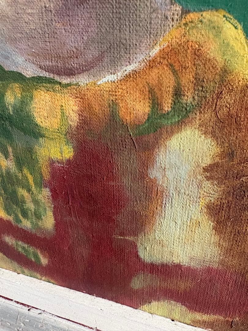 竹中三郎　油絵「子供」　額入　出品作品