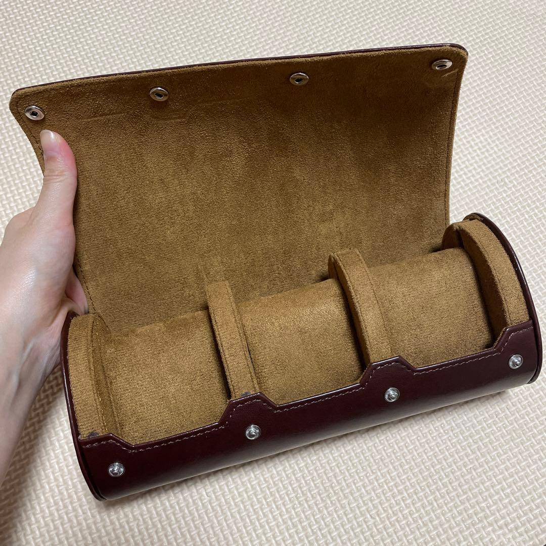 腕時計ロール 3スロット PUレザー ポータブル 腕時計ケース ブラウン