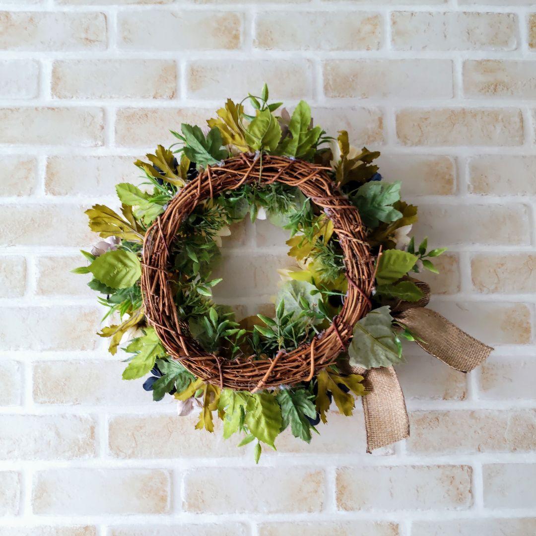 ニュアンスカラーのひまわりとお花のリース  フラワーリース  リース  向日葵