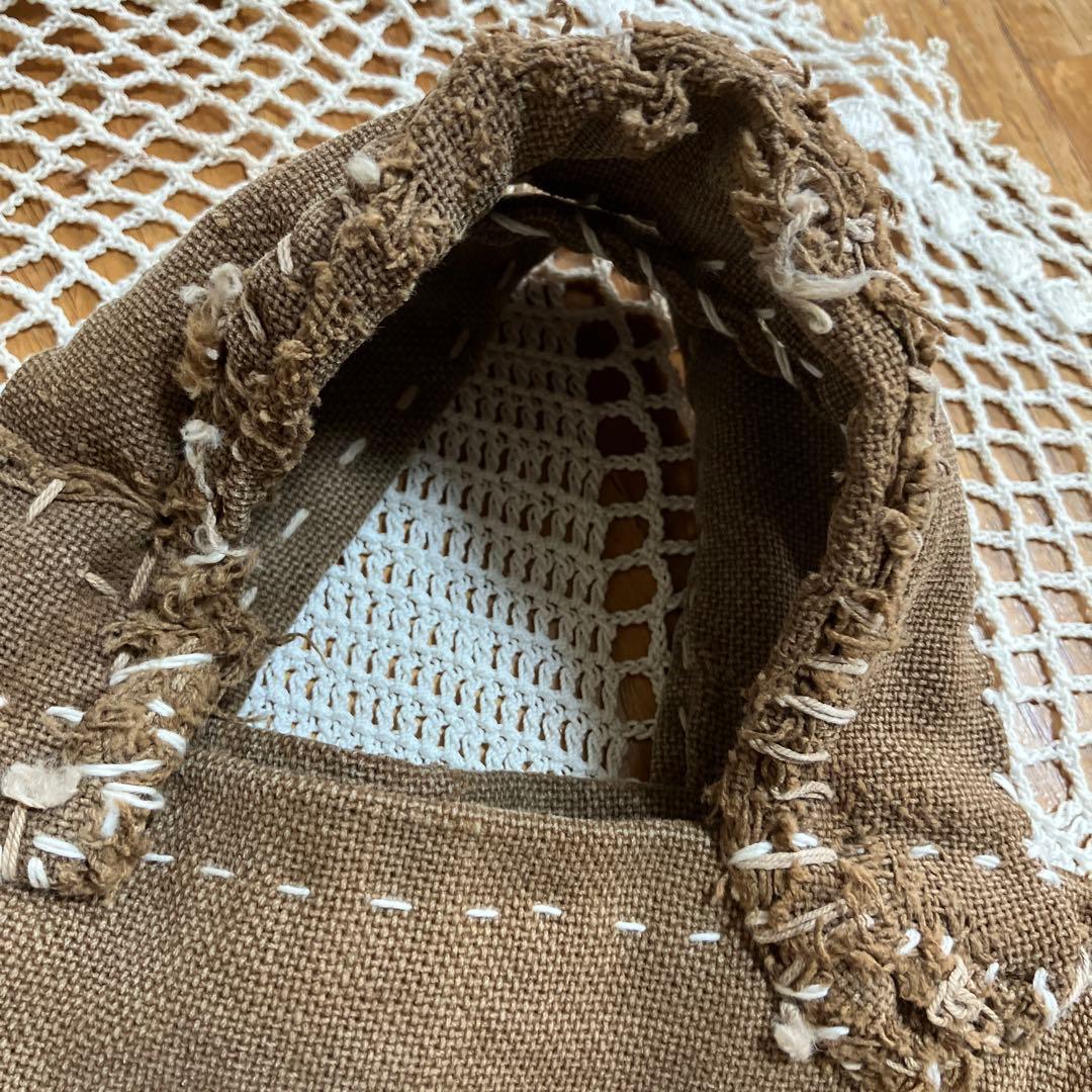 襤褸で襤褸‼️柿渋染め酒袋醤油袋刺し子手提げバック手作りリメイク