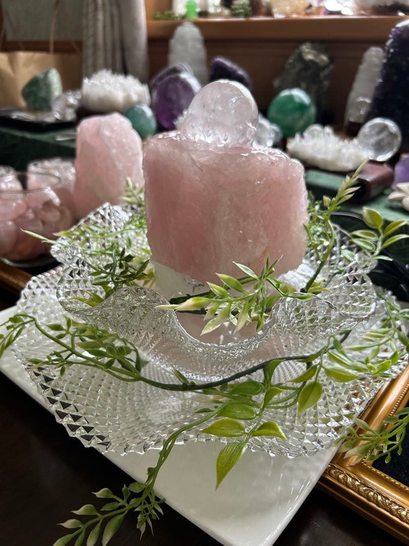 ✨破格✨絶品‼️ローズクオーツ☆噴水☆天然石⭐︎ファウンテン☆秘蔵品⭐︎1290g