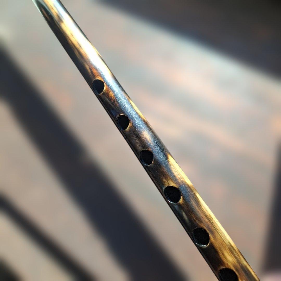 篠笛　古典調　7本調子　7穴　天地藤巻き　燻風仕上げ