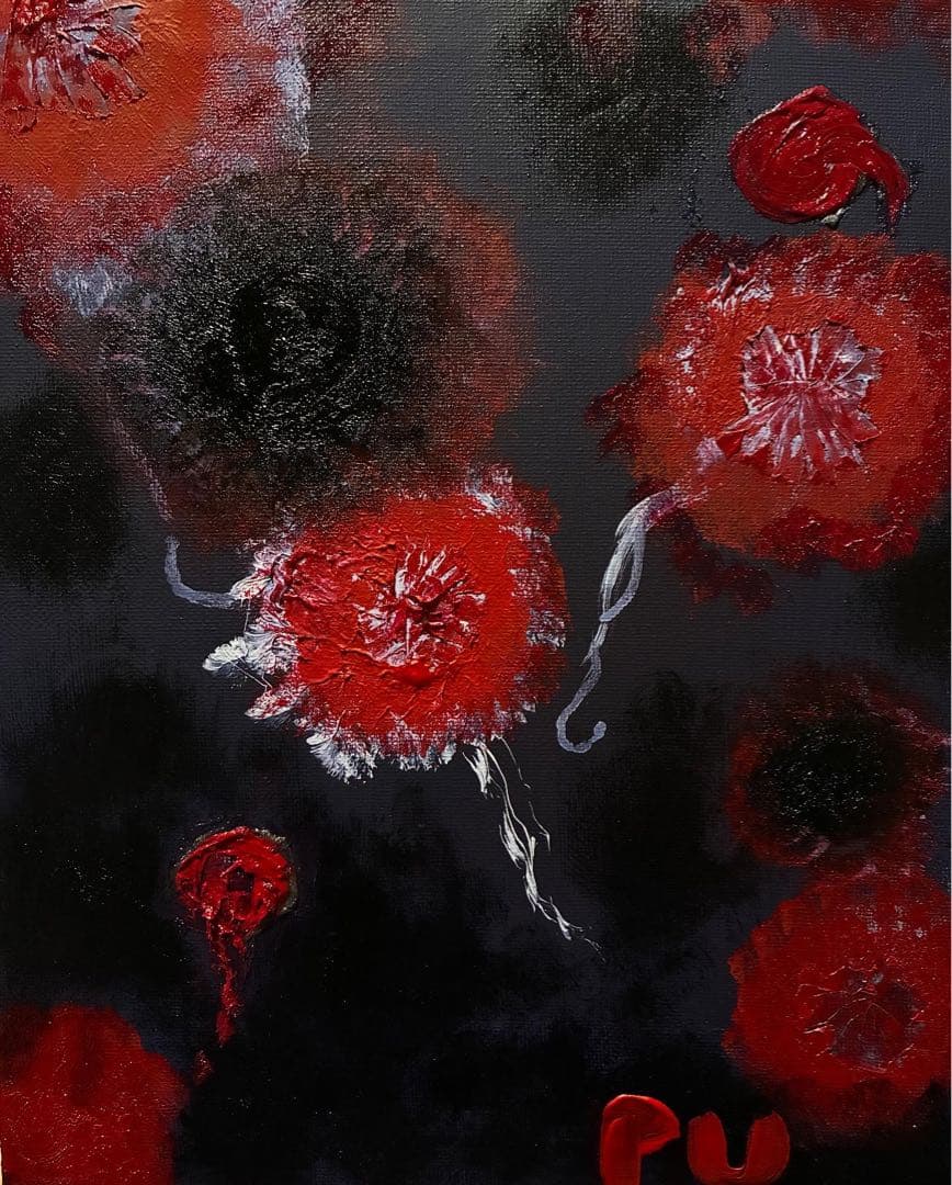 アート 抽象画 オリジナル 花 絵画 油絵 一点物 限定 ダーク 原画 創作