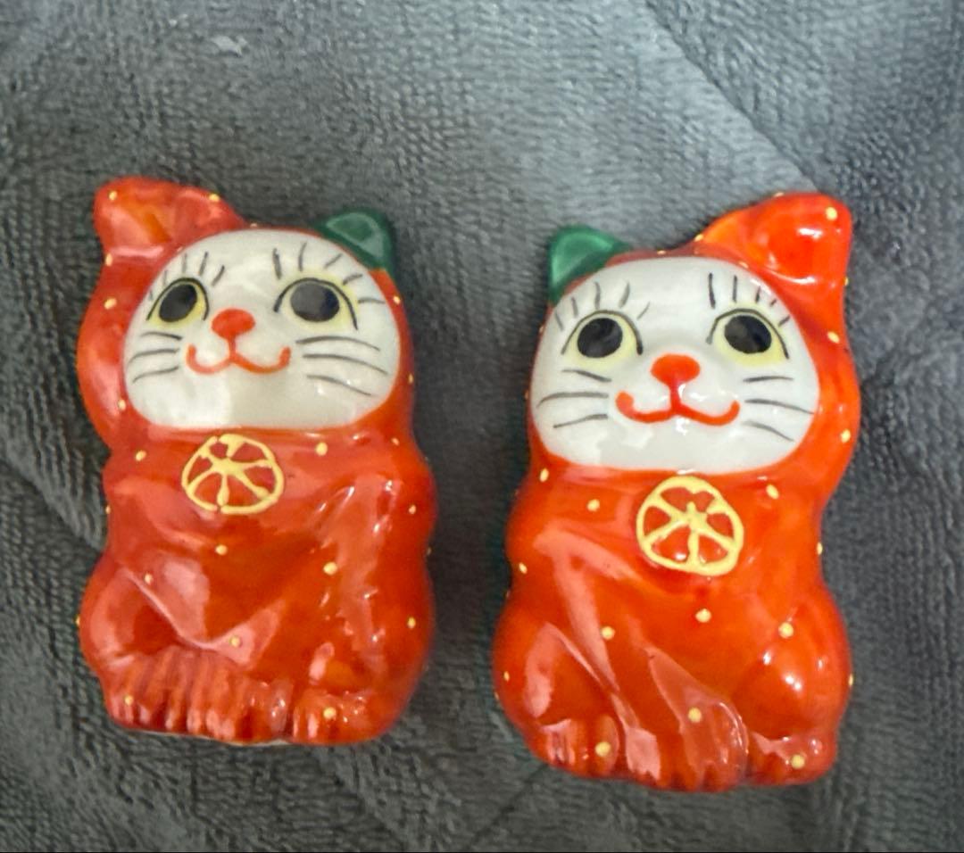 九谷焼　招き猫　レア　限定品　みかん　猫の置き物