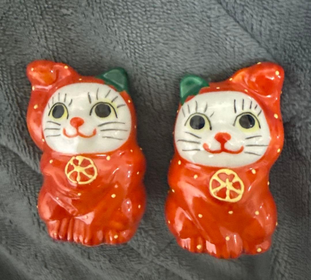 九谷焼　招き猫　レア　限定品　みかん　猫の置き物