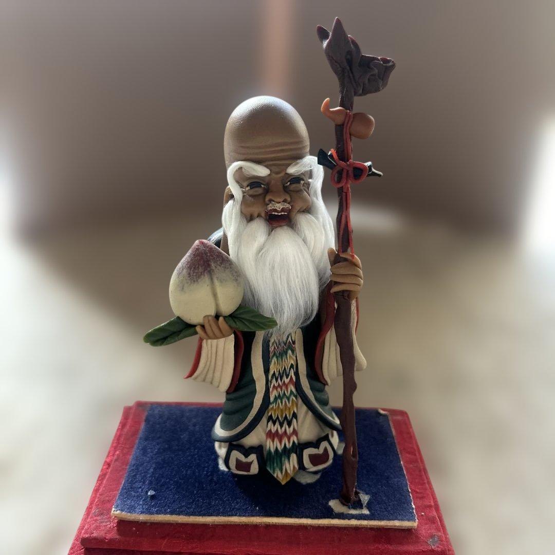 【縁起物】長生大帝（寿老人）置物 武間剛朝 作 現代工芸 招福 長寿の神様