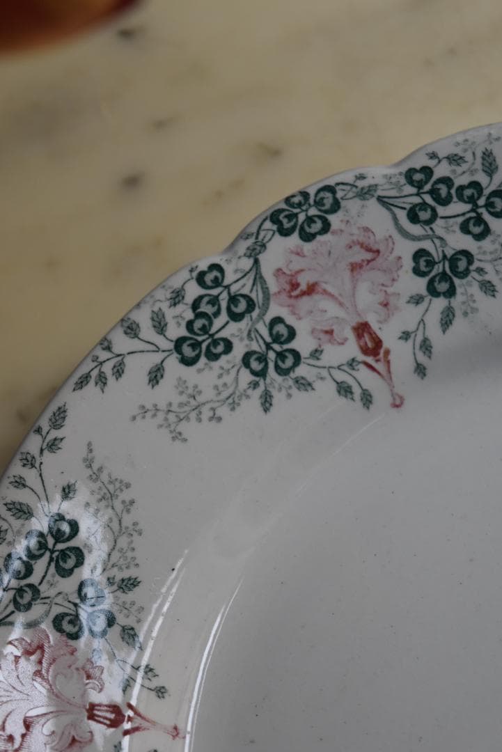 美品リュネヴィル　 クローバーと桃のお花の平皿　フランスアンティーク