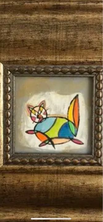 猫  cat アクリル画 原画 額装品