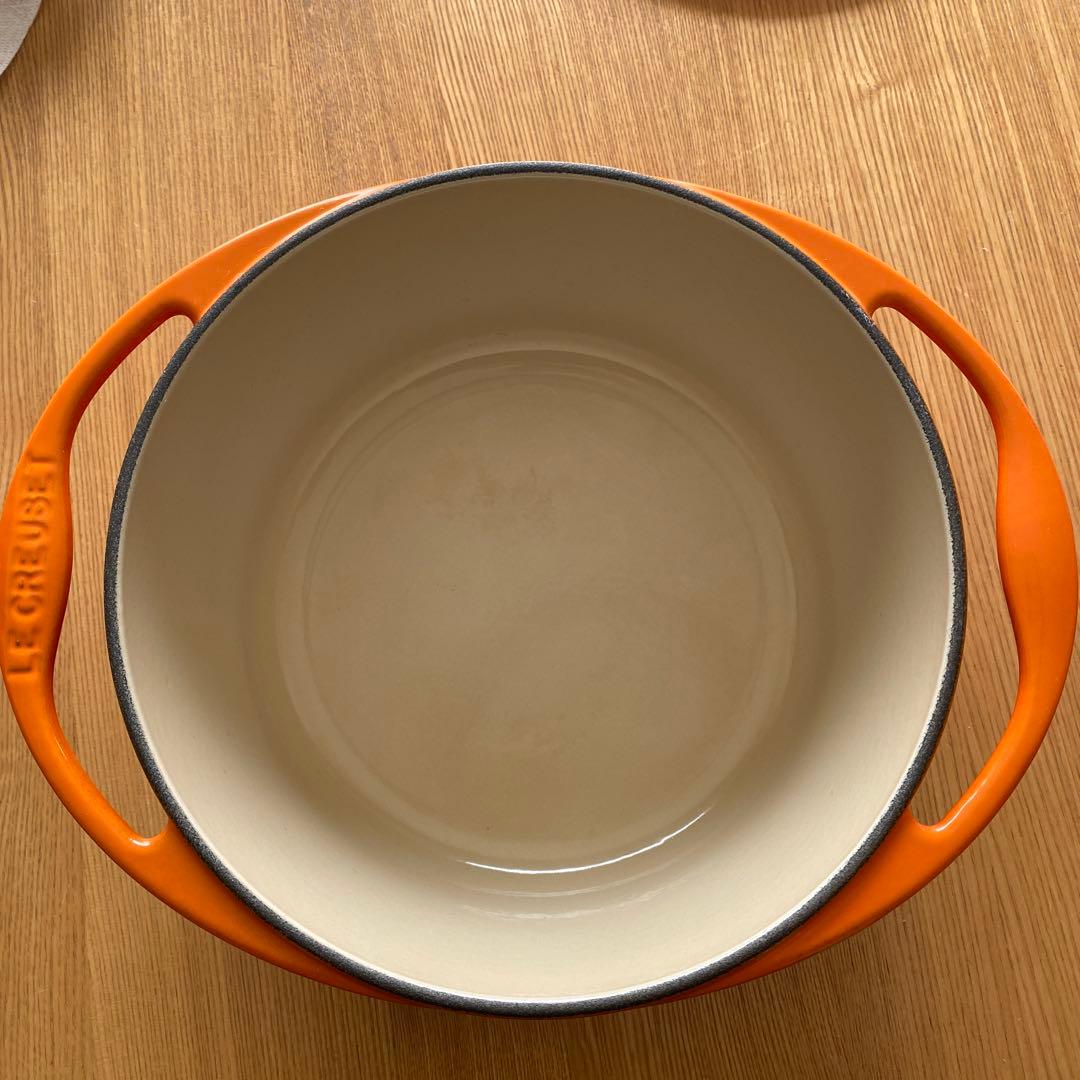 お値下げ‼️LE CREUSET オレンジ 両手鍋 フランス製