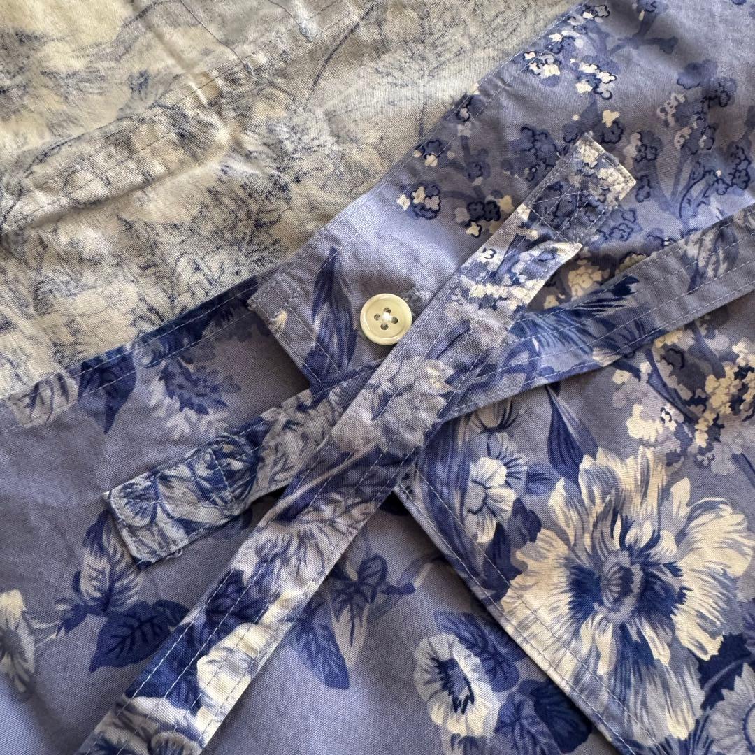 美品　RALPH LAUREN 花柄コットンエプロン 前開きボタン付き