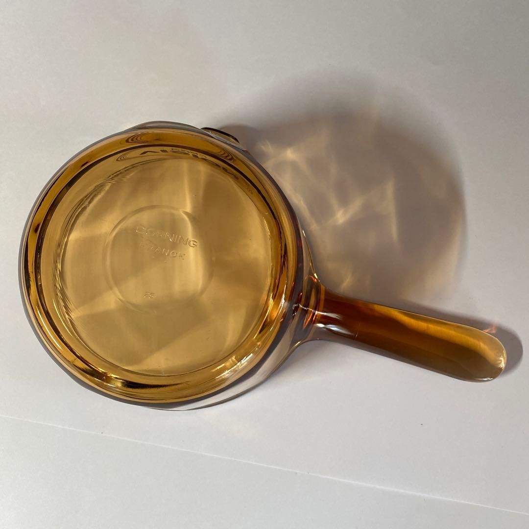 未使用　ビジョン 両手鍋＆片手鍋　アンバー　ガラス 蓋付き　レトロ