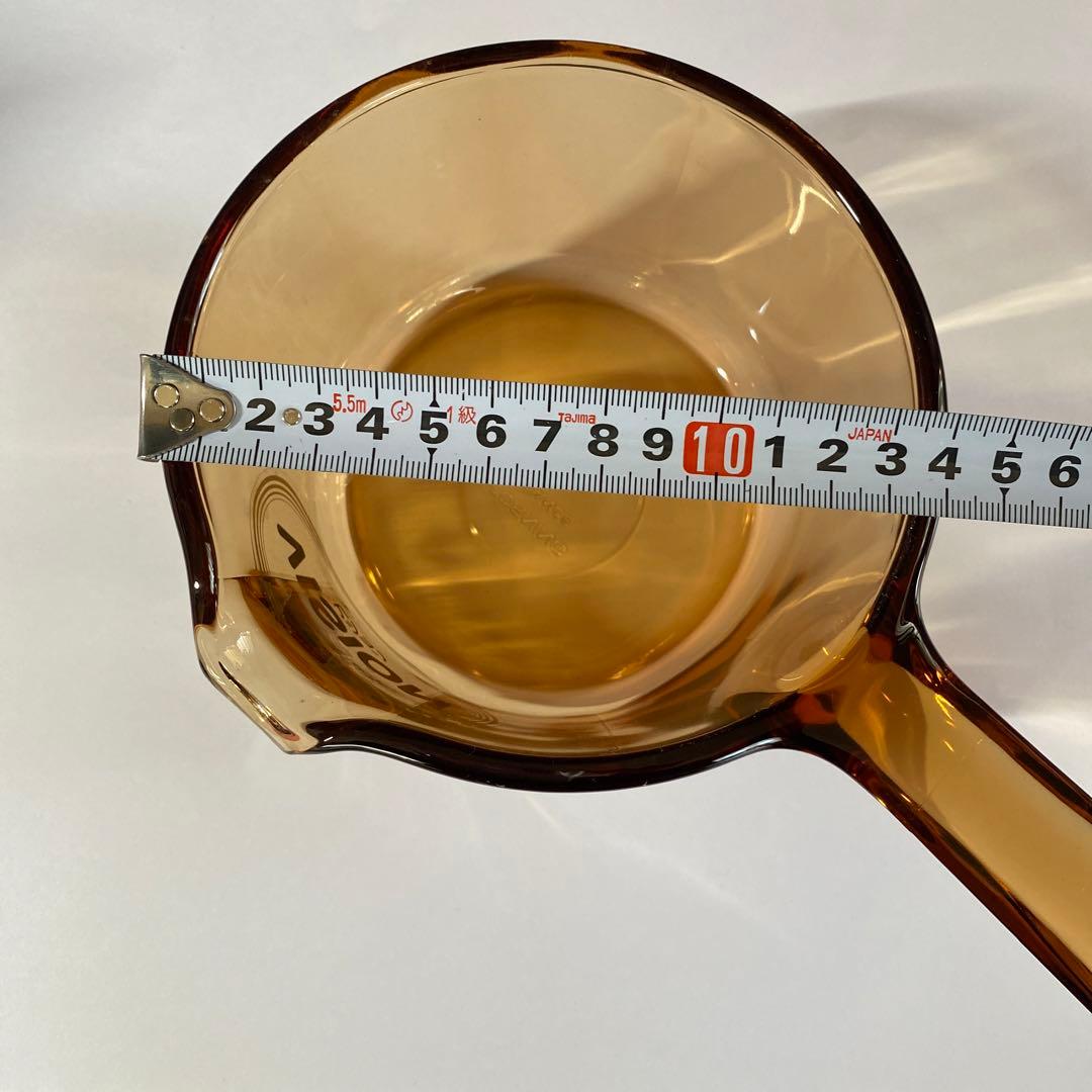 未使用　ビジョン 両手鍋＆片手鍋　アンバー　ガラス 蓋付き　レトロ