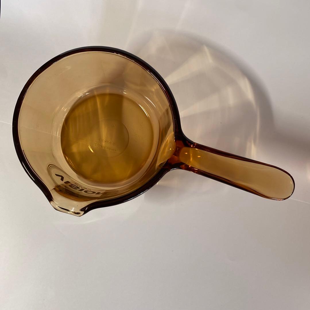 未使用　ビジョン 両手鍋＆片手鍋　アンバー　ガラス 蓋付き　レトロ