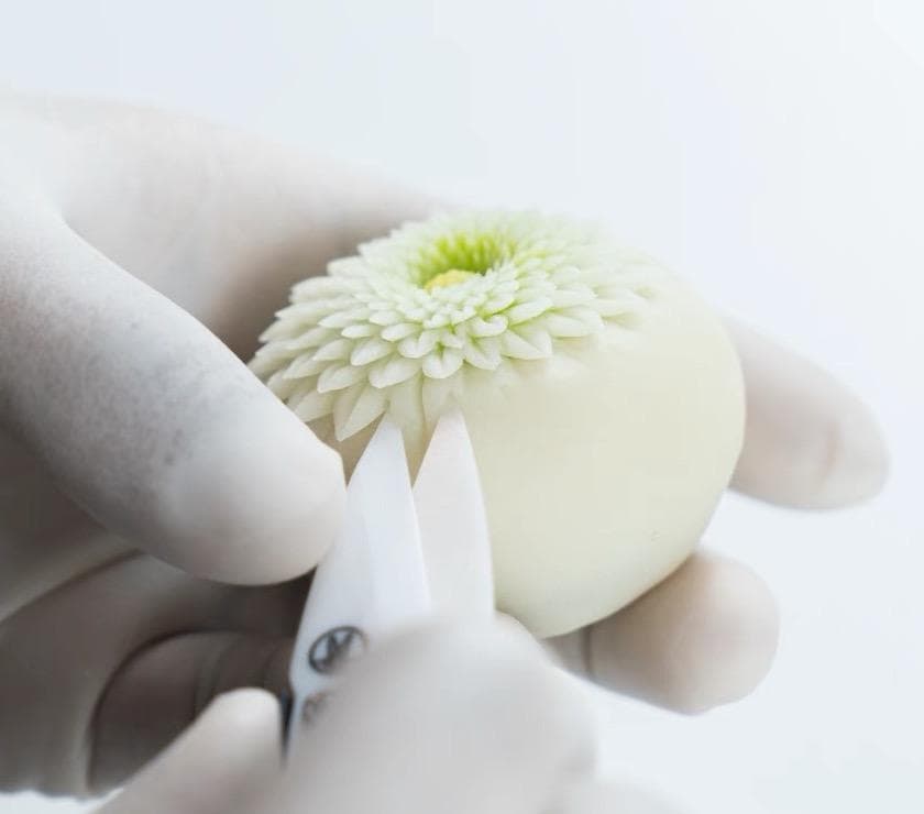 和菓子道具　【菊芯三角棒、筋入り押し棒、製菓鋏、裏漉し、押し棒、絹布巾、平板】