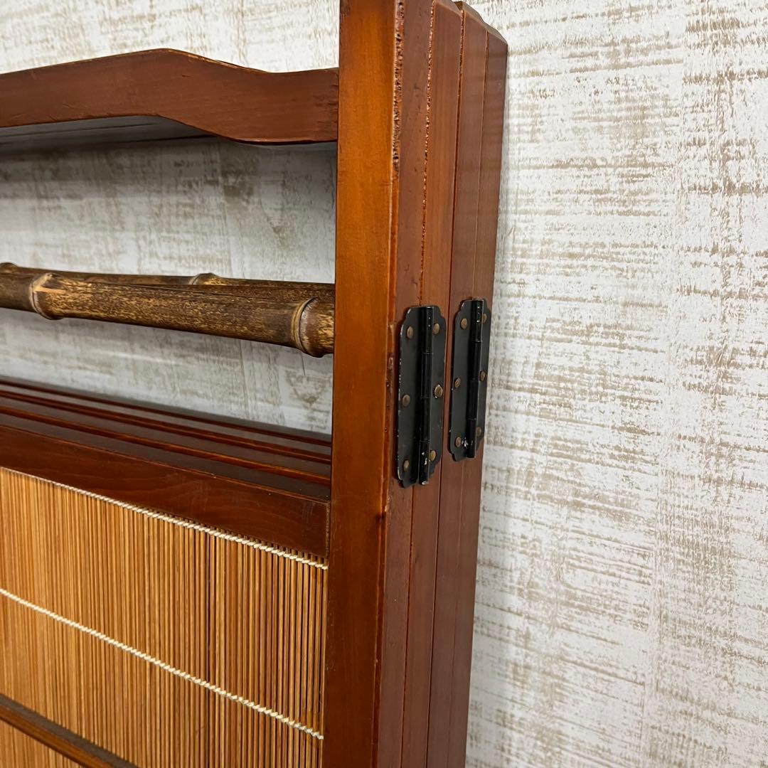 【アンティーク】昭和レトロ 4連 衝立 パーテーション 透かし彫り 古道具