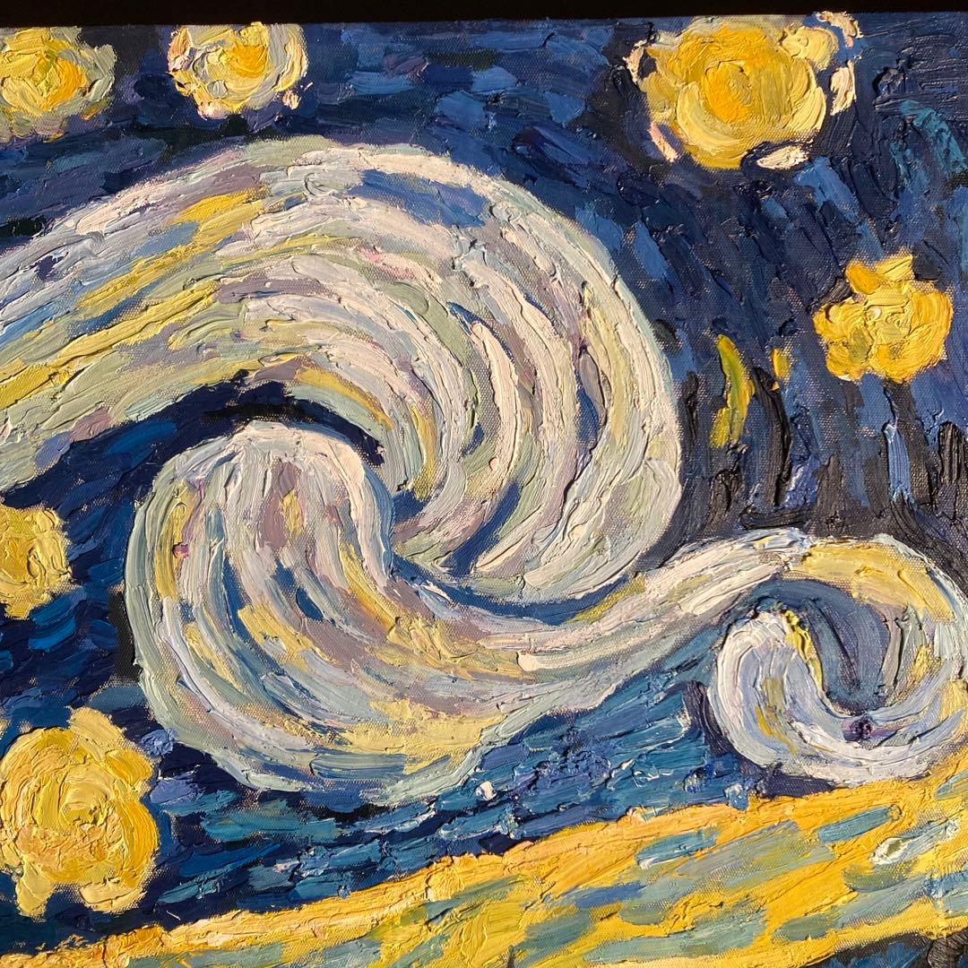 手書き油絵 ゴッホ 星月夜 絵画 インテリア 有名絵画