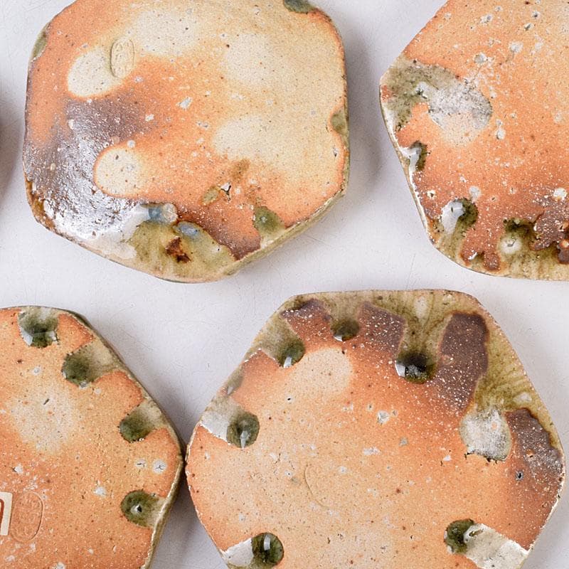 和食器　伊賀焼　西山窯　坂本瀧山作　銘々皿　五客　共箱　V　8507