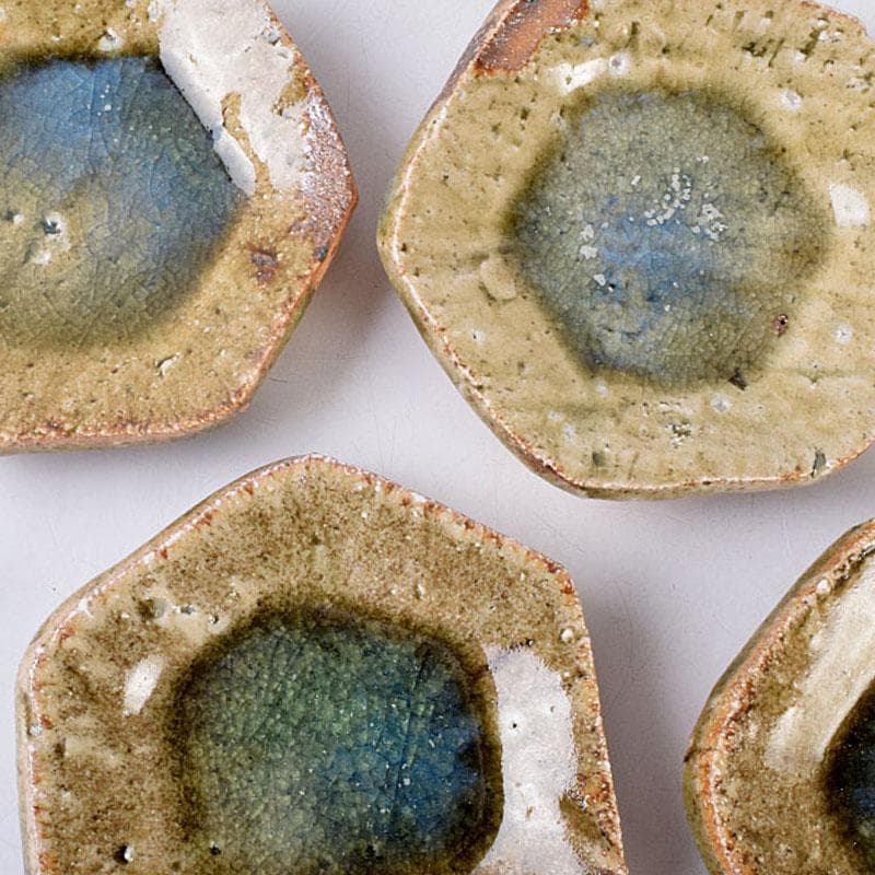 和食器　伊賀焼　西山窯　坂本瀧山作　銘々皿　五客　共箱　V　8507