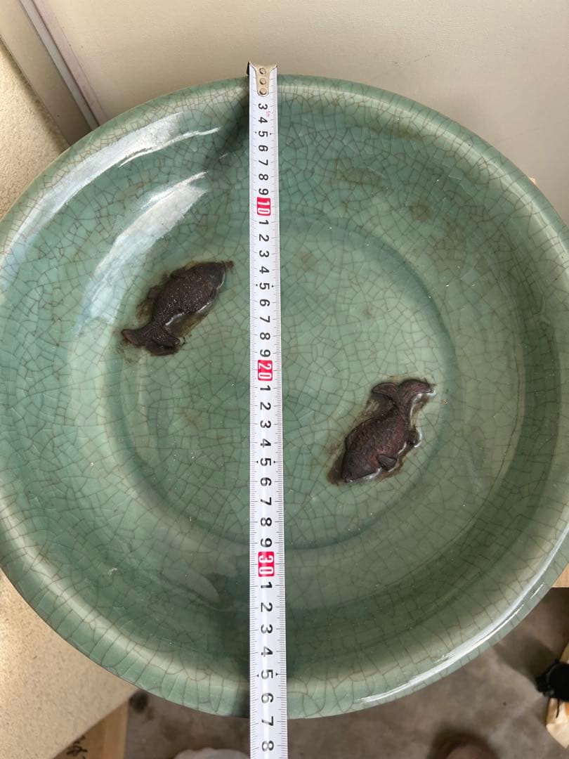 天龍寺青磁魚装飾大皿