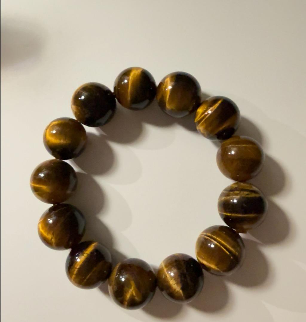 天然石 黄虎眼石クリスタルブレスレット16mm