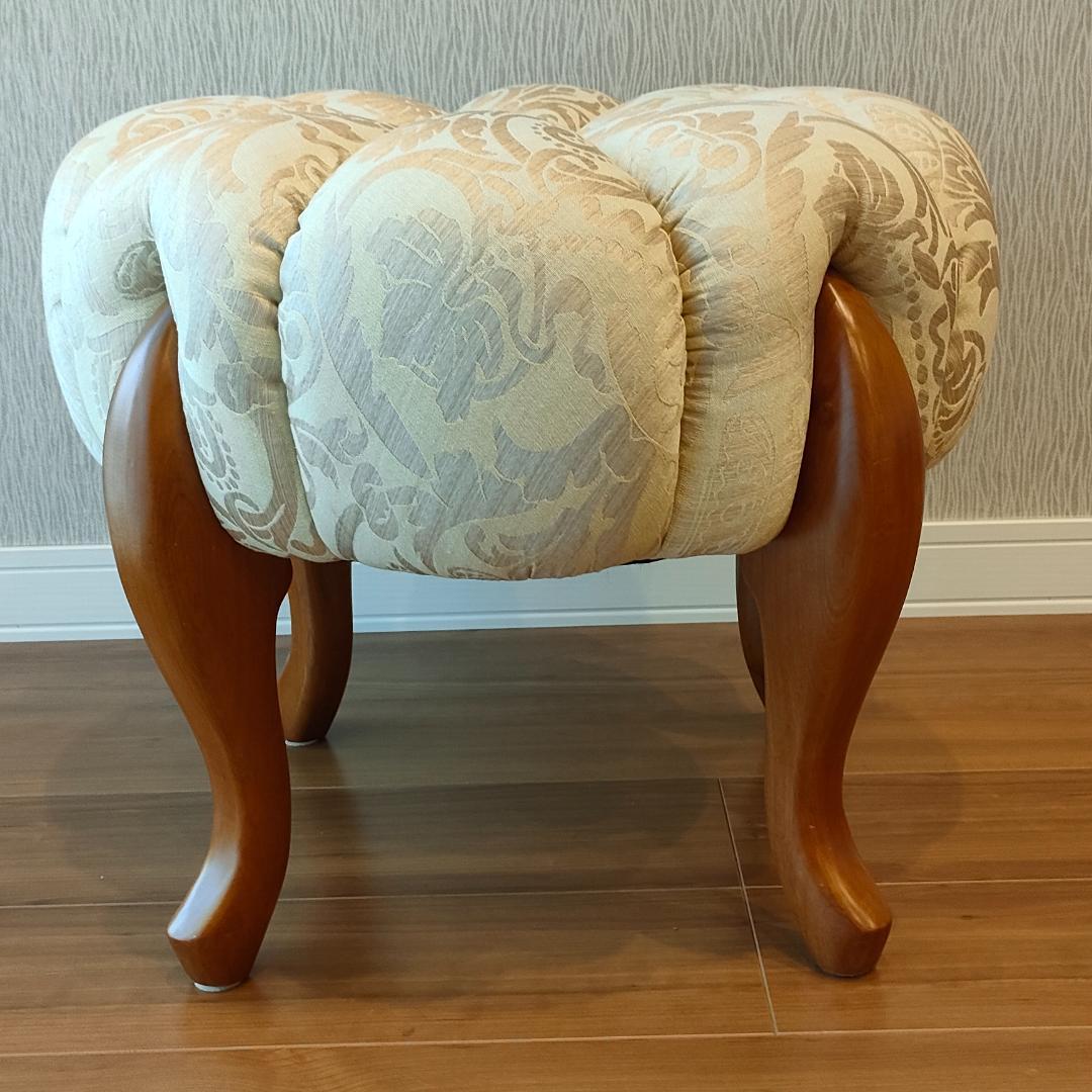 〈美品〉ロココ調　パンプキンスツール　猫脚　サイドチェア　オットマン