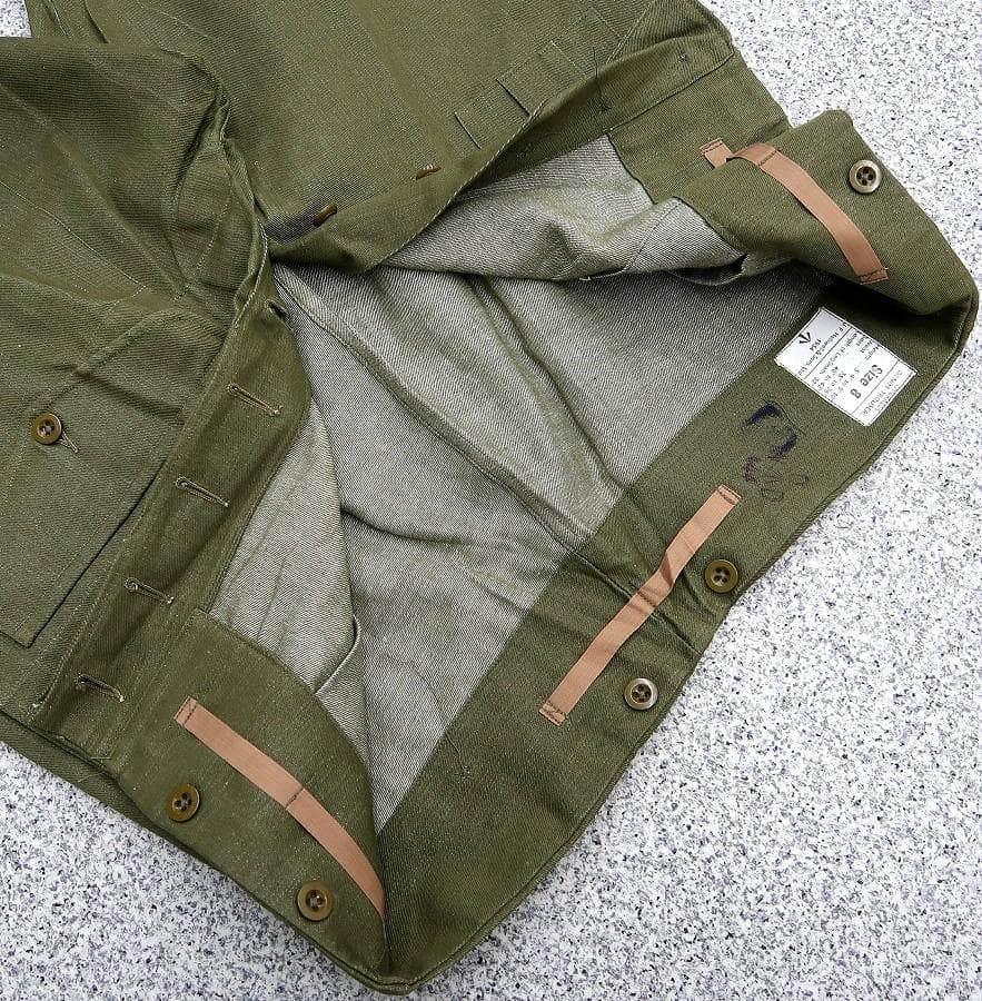 新品 50s 英軍実物 グリーンデニム オーバーパンツ オリジナル サイズ8