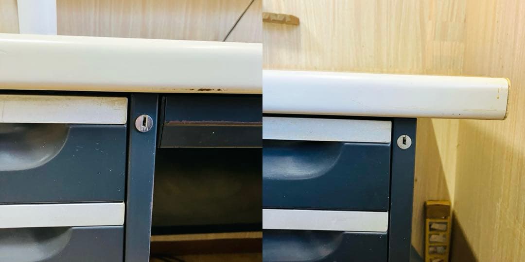 1989年製PLUS純正BS-127スチールデスク 鍵・ペントレー完備