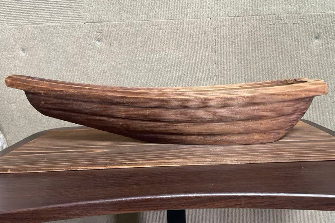 【美品】 池坊正規品　いけばな 木製舟型花器セット 泊船　焼杉　華道具　工芸品