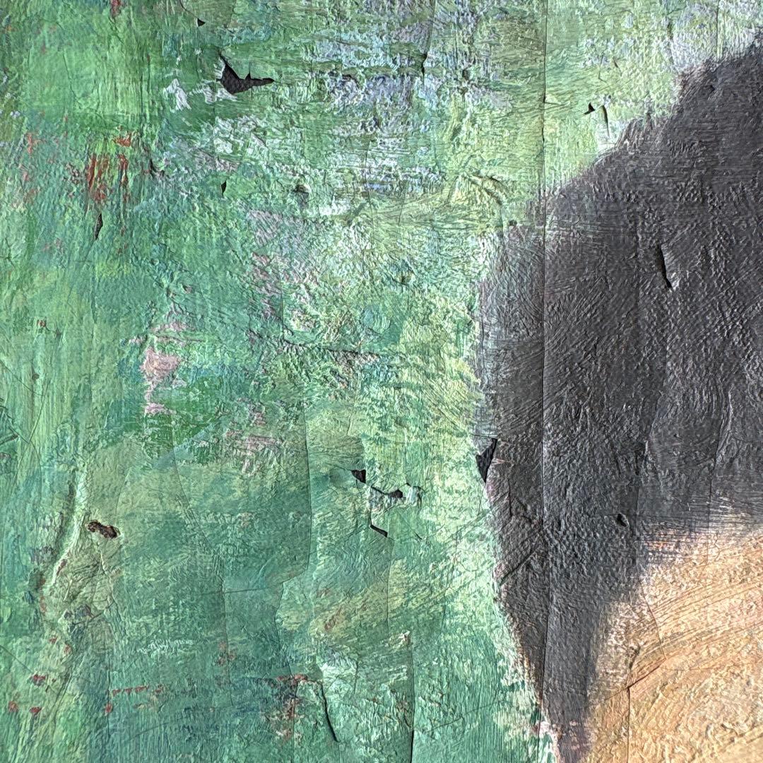 竹中三郎　油絵　緑　人物