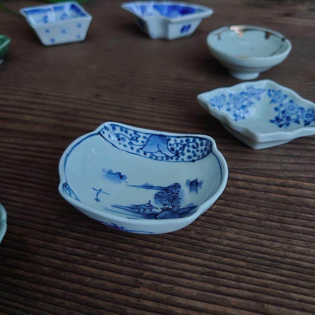 骨董 豆皿 扇形 松皮菱 菱形等 8種8枚 骨董 アンティーク