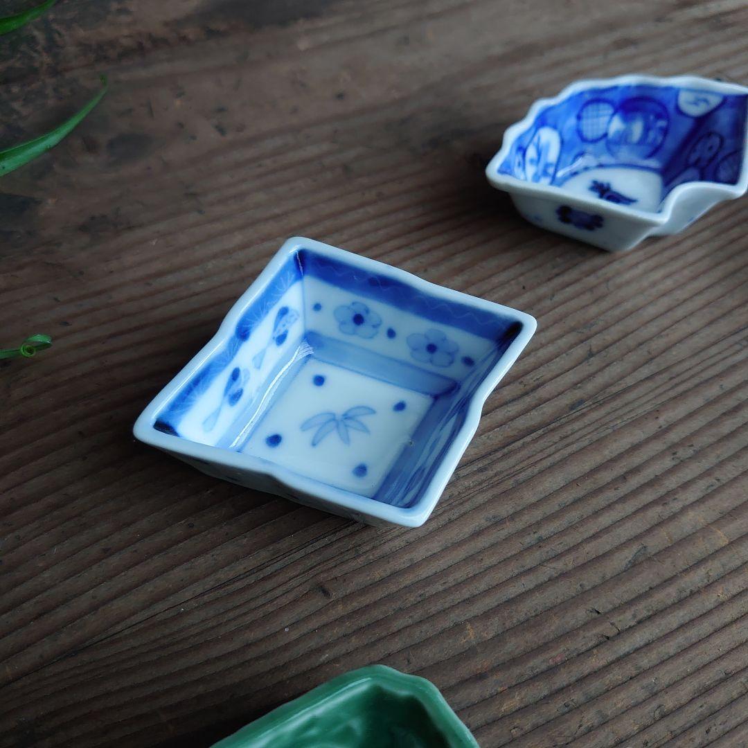 骨董 豆皿 扇形 松皮菱 菱形等 8種8枚 骨董 アンティーク