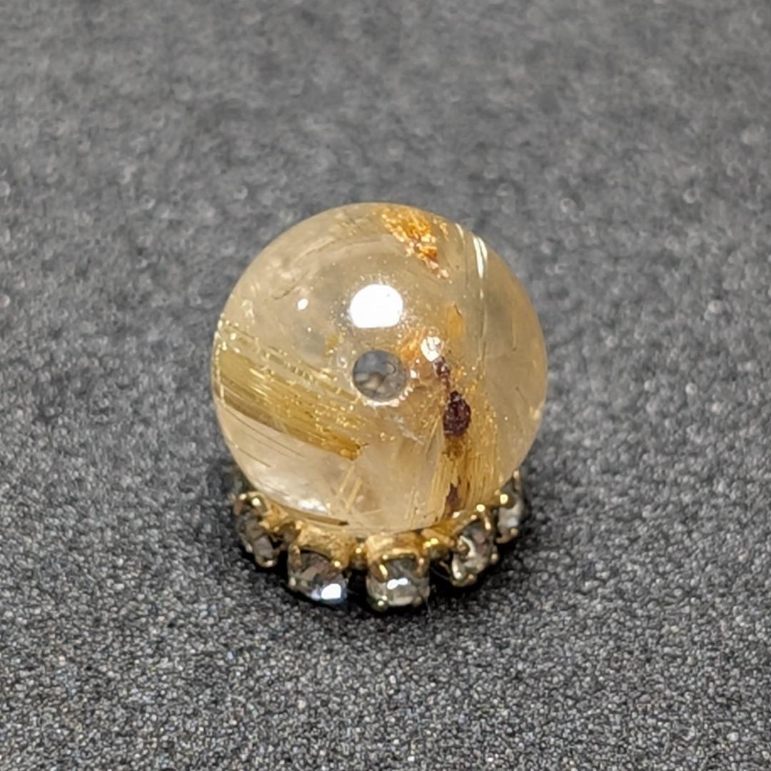 極上 キャッツアイルチルクォーツ 8ミリ 粒売り 一点物 貫通穴あり お守り石
