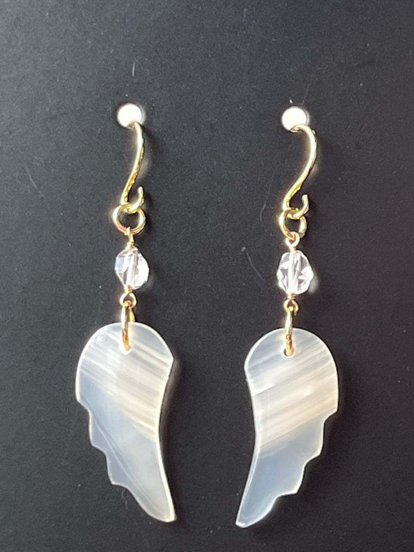 ビーゲンキ　14kgf カーネリアンアゲートウィングカット ピアス③