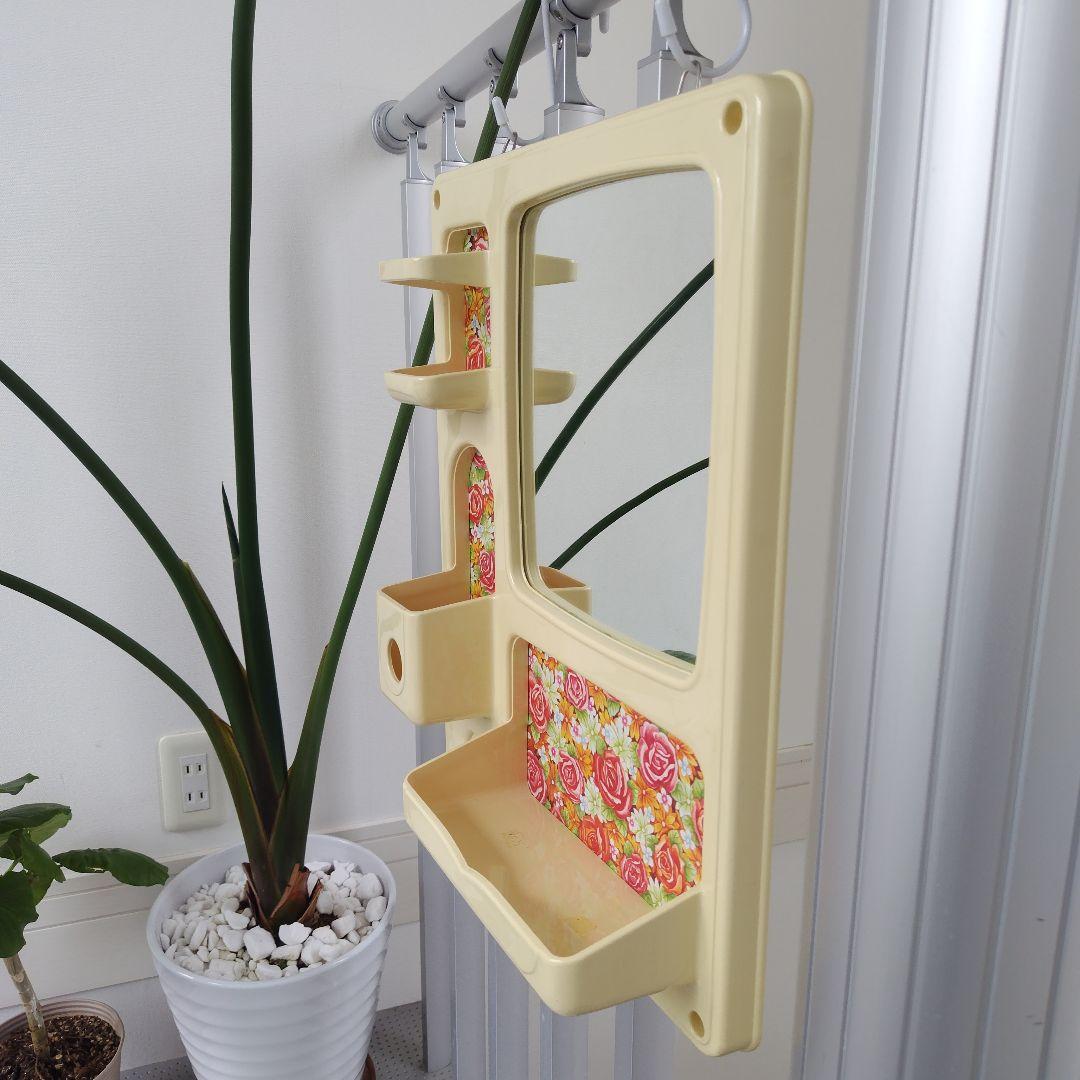【希少】未使用美品！昭和レトロ当時物 花柄レトロ 化粧ラック ミラーキャビネット