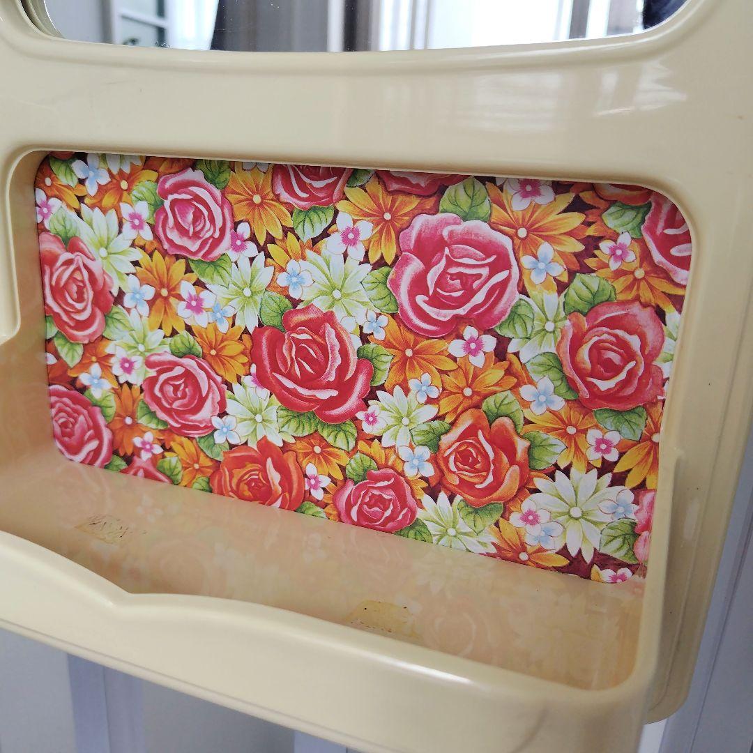 【希少】未使用美品！昭和レトロ当時物 花柄レトロ 化粧ラック ミラーキャビネット