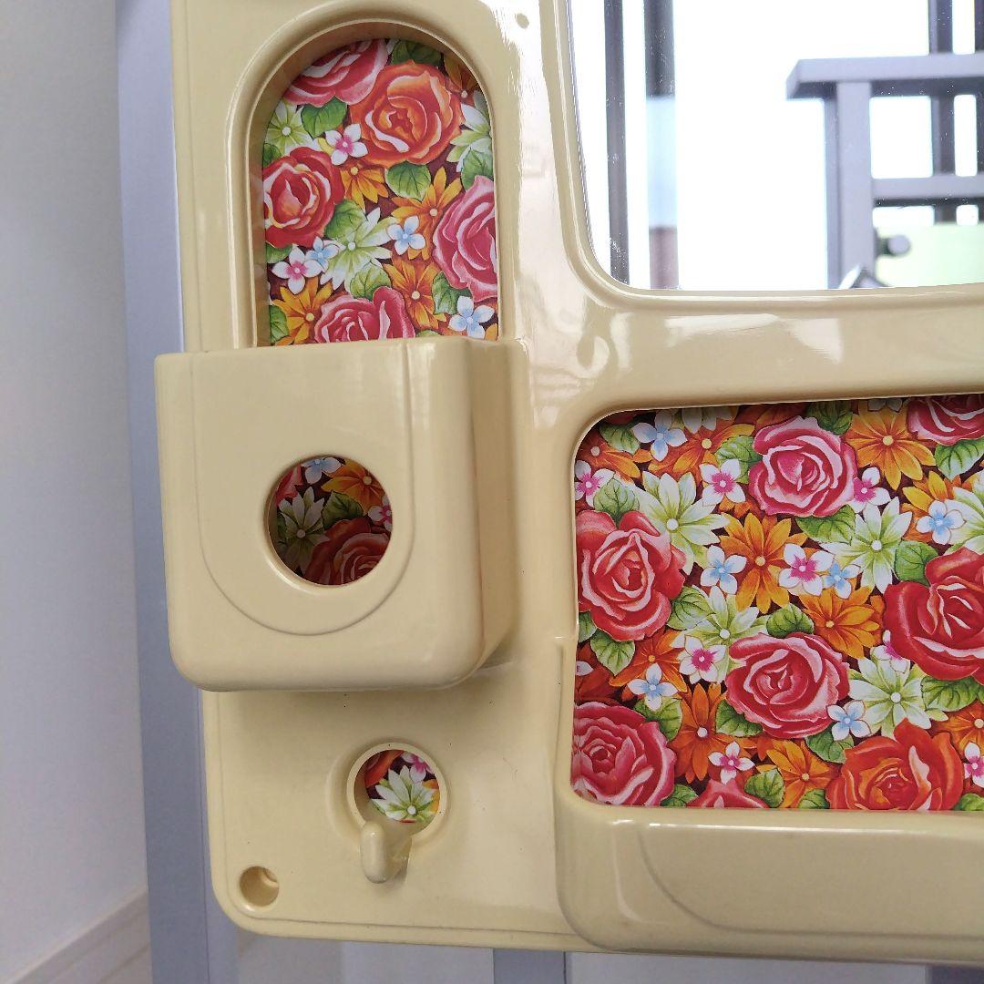 【希少】未使用美品！昭和レトロ当時物 花柄レトロ 化粧ラック ミラーキャビネット