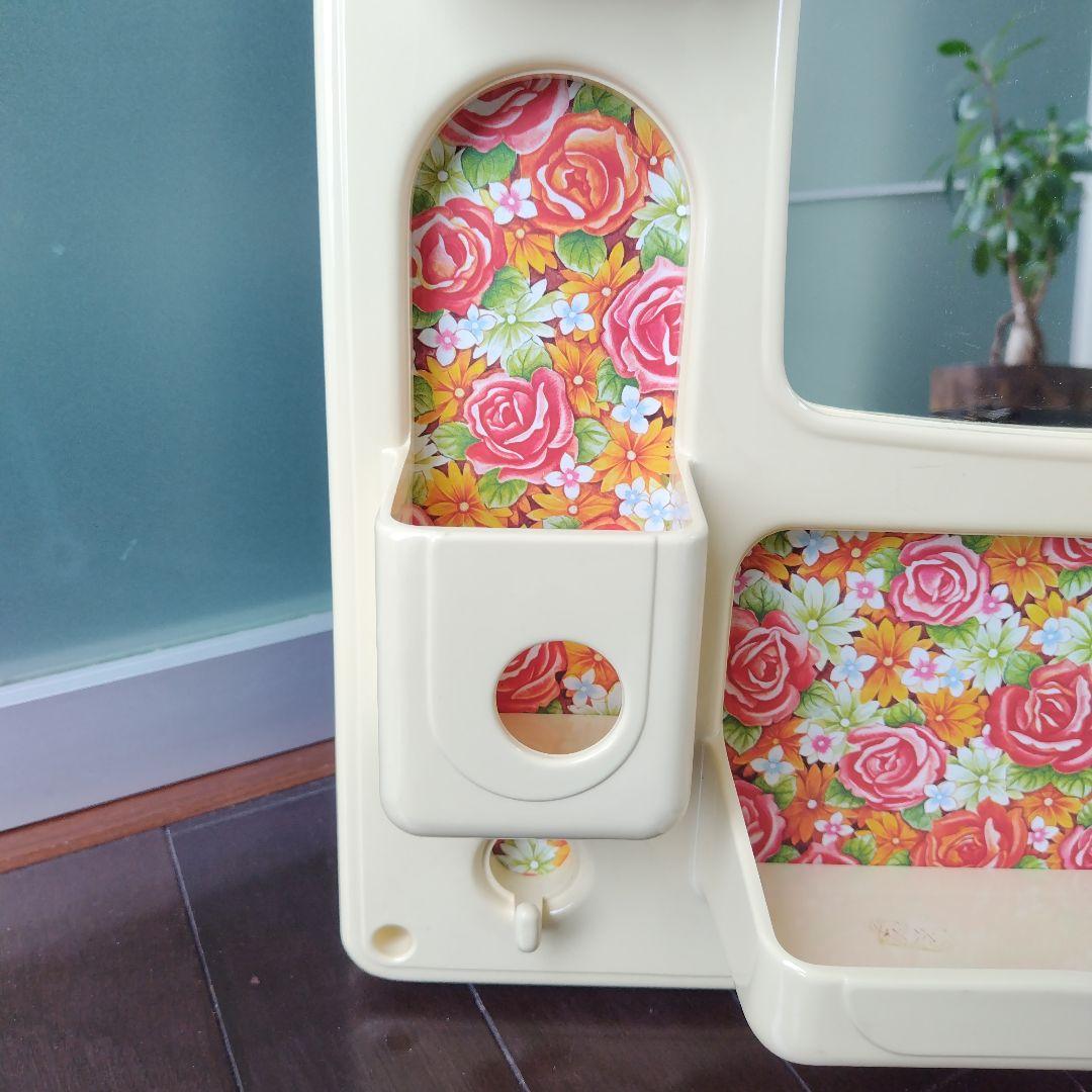 【希少】未使用美品！昭和レトロ当時物 花柄レトロ 化粧ラック ミラーキャビネット
