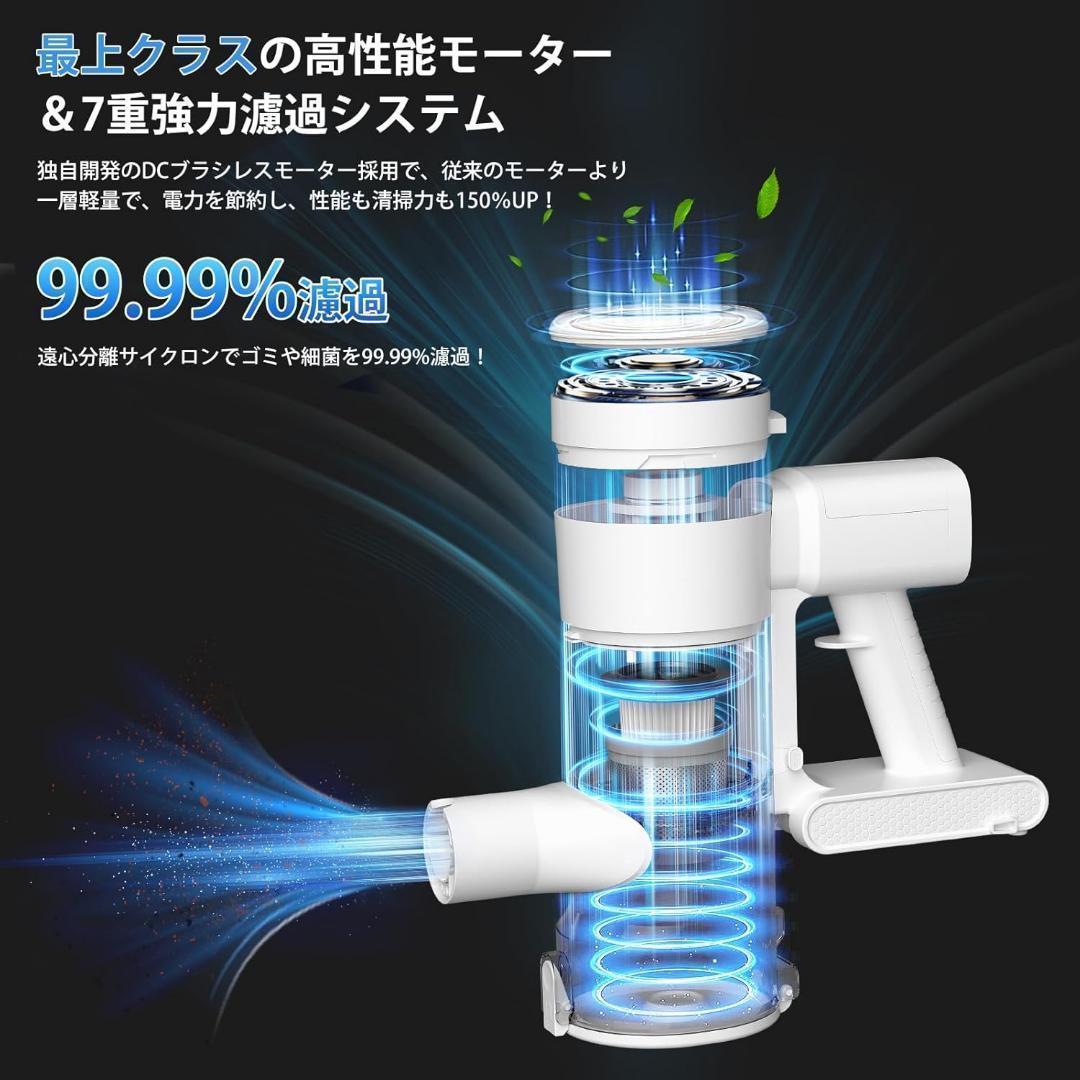 未開封✨掃除機 コードレス ブラシレスモーター 緑色LED大容量バッテリー 軽量