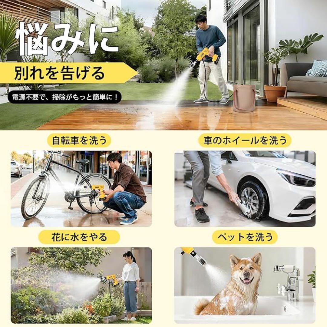 【新品】ハンディ高圧洗浄機、バッテリー2個、PSE認証済み、収納ケース付き